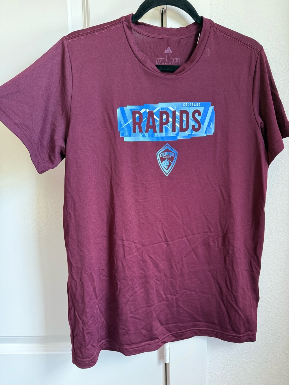 Adidas Colorado Rapids MLS Soccer T Shirt Burgundy Size Large Tall PTP 21”